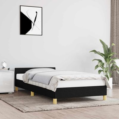 vidaXL Posteľný rám s čelom bez matraca čierny 90x200 cm látka