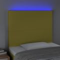 vidaXL Čelo postele s LED zelené 100x5x118/128 cm látka