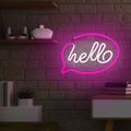 Neon LED Light HELLO pink white Bat + USB FLNE15 Forever Light