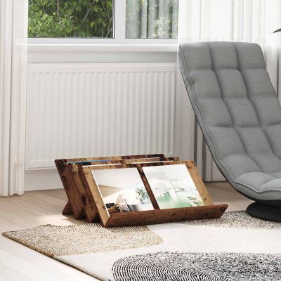 vidaXL Regál na časopisy s poličkou Staré drevo 65 x 53 x 28,5 cm