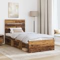 vidaXL Rám postele Staré drevo 100 x 200 cm Masívne borovicové drevo