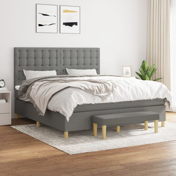 vidaXL Boxspring posteľ s matracom tmavosivá 180x200 cm látka