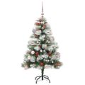 vidaXL Umelý vianočný stromček Zelená a biela 150 cm PVC, kov a plast