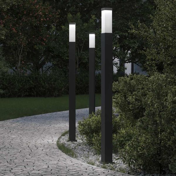 vidaXL Stĺpikové svetlá 3 ks 110 cm čierne IP44