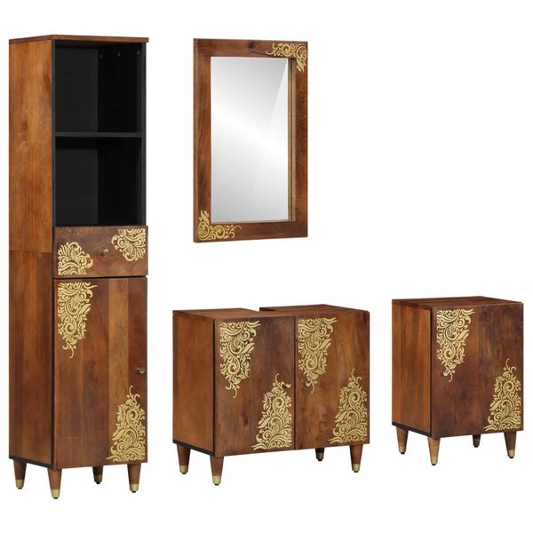 vidaXL Set kabinetov do kúpeľne 4 pcs Medová hnedá Masívne mango drevo