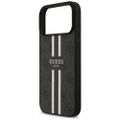 Puzdro Guess 4G s potlačou pruhov MagSafe pre iPhone 17 Pro Max čierne