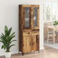vidaXL Highboard Staré drevo 69,5 x 34 x 180 cm Kompozitné drevo