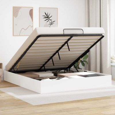 vidaXL Otomanový posteľný rám s úložiskom Biely 203 x 180 x 25 cm
