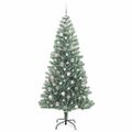 vidaXL Umelý vianočný stromček, snehom obalený, s LED svetlom 210 cm