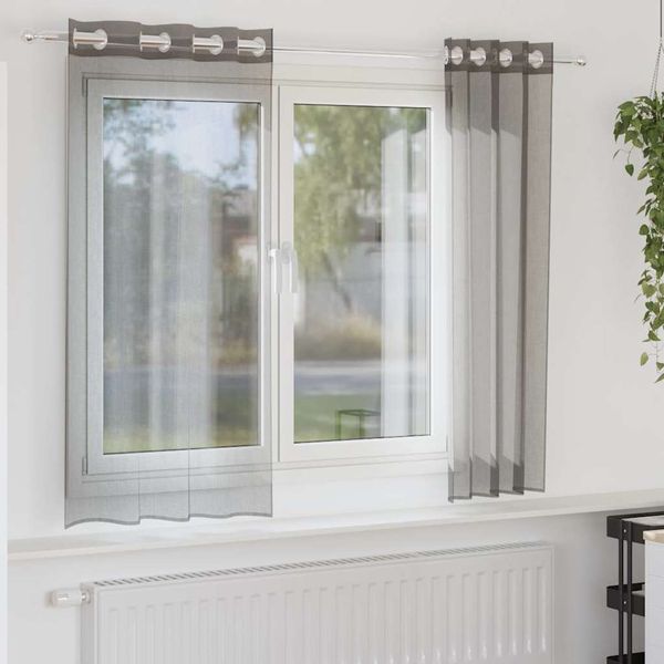 vidaXL Voálové závesy s priechodkami 2 ks tmavosivé 140x140 cm