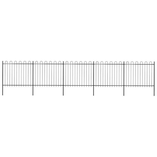 vidaXL Záhradný plot s oblúkom navrchu, oceľový, 892,5x150 cm, čierny