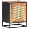 vidaXL Nočný stolík 40x30x50 cm surové mangovníkové drevo a rákos