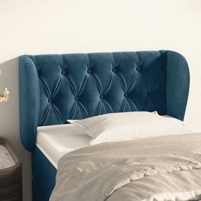 vidaXL Čelo postele so záhybmi tmavomodrá 83x23x78/88 cm zamat