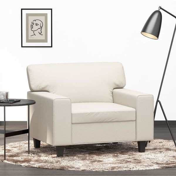 vidaXL Kreslo krémové 60 cm umelá koža