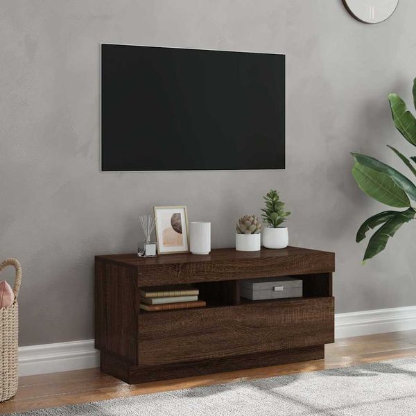 vidaXL TV skrinka s LED, hnedý dub 80x35x40 cm
