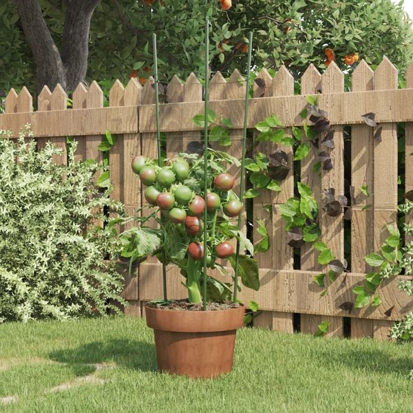 vidaXL Podpery pre záhradné rastliny s 3 krúžkami 5ks zelené 60cm oceľ