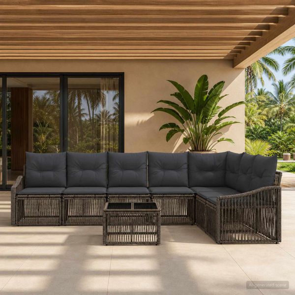 vidaXL Súprava záhradných pohoviek 8 ks Sivá polyratan