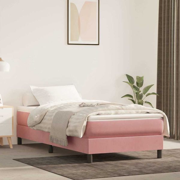 vidaXL Matrac s taštičkovými pružinami stredná tvrdosť ružový 80x210x20 cm zamat