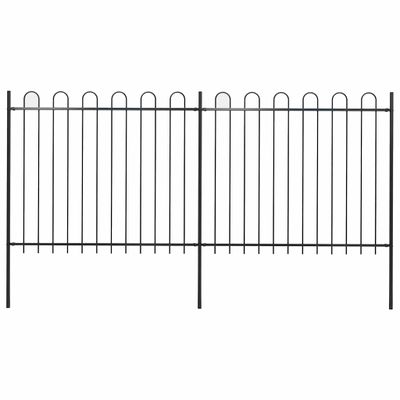 vidaXL Záhradný plot s oblúkom navrchu, oceľový 337x150 cm, čierny