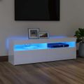 vidaXL TV skrinka s LED svetlami lesklá biela 120x35x40 cm