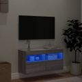 vidaXL TV nástenná skrinka s LED svetlami sivá sonoma 80x30x40 cm
