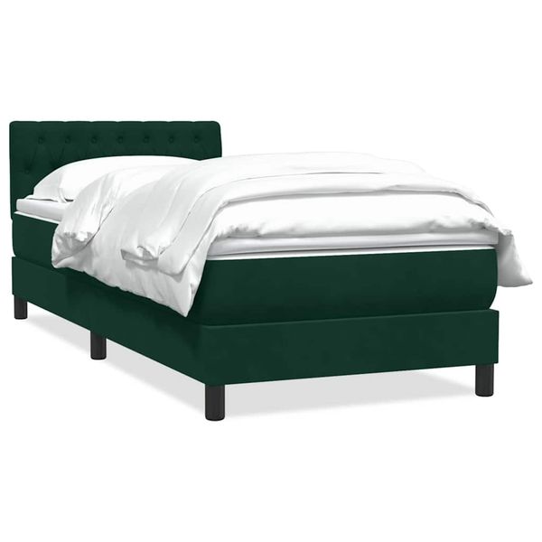 vidaXL Posteľný rám boxsping s matracom tmavozelený 90x220 cm zamat