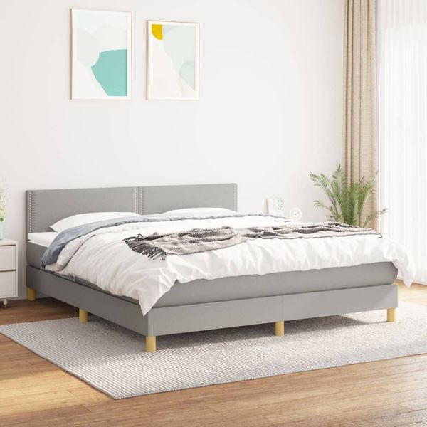 vidaXL Boxspring posteľ s matracom svetlosivá 100x200 cm látka