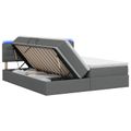 vidaXL LED úložná posteľ s matracom Tmavosivá 200 x 200 cm Látka