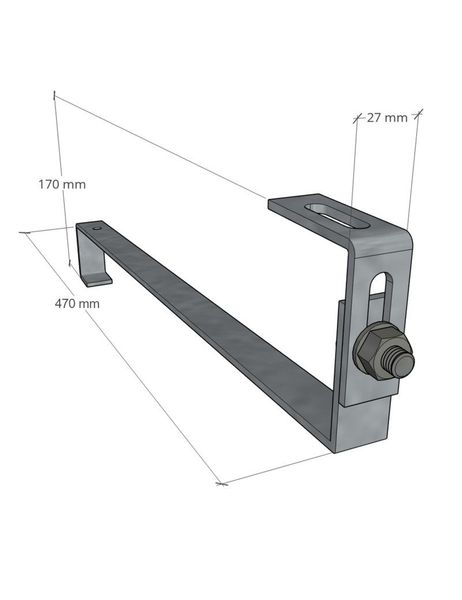 FVE strešný hák typu S 470 pre škridlovú krytinu s reguláciou, 470 mm, 25x4, 1.4016 FVE strešný hák typu S 470 pre škridlovú krytinu s reguláciou, 470 mm, 25x4, 1.4016