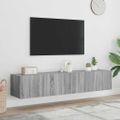 vidaXL TV nástenné skrinky s LED svetlami 2 ks sivé sonoma 80x35x31 cm