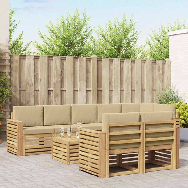 vidaXL Záhradná súprava gaučov 9 pcs Biela a béžová 59 x 59 x 37 cm