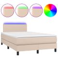 vidaXL Boxspring posteľ matrac a LED kapučínová 120x200 cm umelá koža