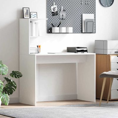 vidaXL Stôl s poličkou Biela 102 x 50 x 124 cm Kompozitné drevo