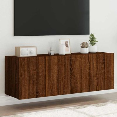 vidaXL TV nástenné skrinky s LED svetlami 2 ks hnedý dub 60x35x41 cm
