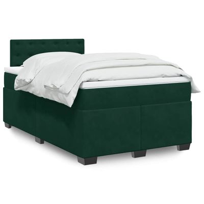 vidaXL Posteľný rám boxsping s matracom tmavozelený 120x200 cm zamat
