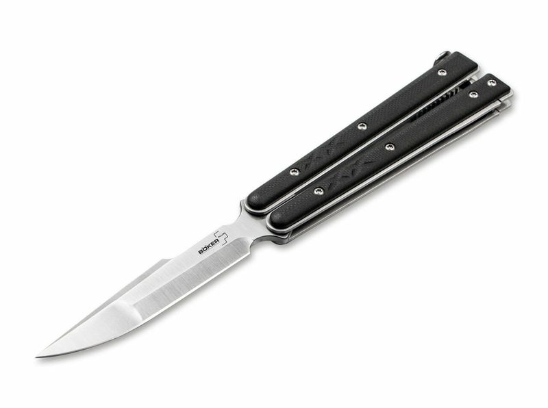Böker Plus 06EX004 BALISONG TACTICAL SMALL malý taktický motýlikový nôž 8,8 cm, čierna, G10