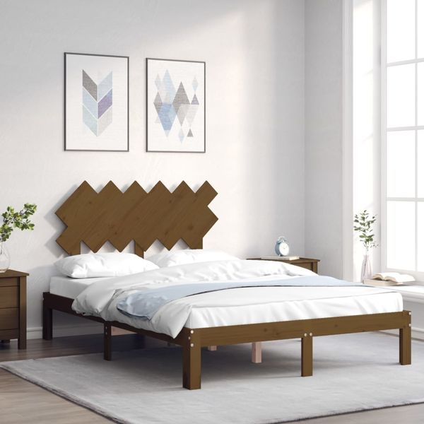 vidaXL Posteľný rám s čelom medovohnedý 120x200 cm masívne drevo