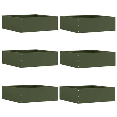 vidaXL Obrubník trávnika 6 ks 40 x 40 x 13 cm Oceľ Olivovo zelená