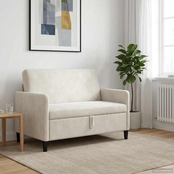 vidaXL Sofa s úložným priestorom Krémová 122 x 78 x 87 cm Polyester