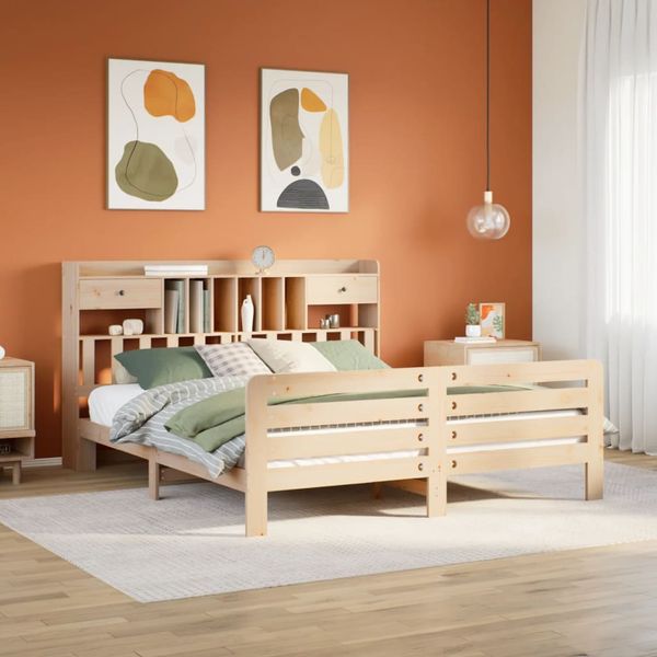 vidaXL Posteľ s knižnicou bez matraca 180x200 cm borovicový masív