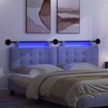vidaXL Závesné čelo postele S LED svetlom Modrá džínovina Látka