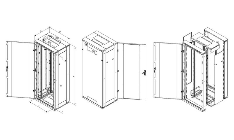 Triton 19' rozvaděč stojanový rozebiratelný 45U/800x600 RAL7035, šedá Rozvadec, stojanový, rozebíratelný, 19", 45U, 800×600, sklenené dvere, RAL7035, šedý