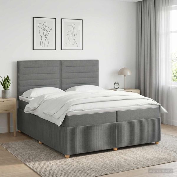 vidaXL Posteľ boxspring s matracom Tmavosivá 200 x 200 cm Látka