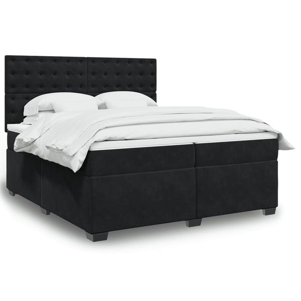 vidaXL Posteľný rám boxspring s matracom čierny 200x200 cm zamat