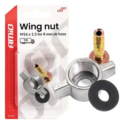 Matice kompresoru s motýlkovým závitem M16 x 1,5 pro 8 mm AMiO-04499