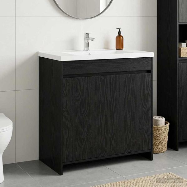 vidaXL Skriňa pod umývadlo do kúpeľne Čierny dub 78,5 x 37,5 x 81 cm