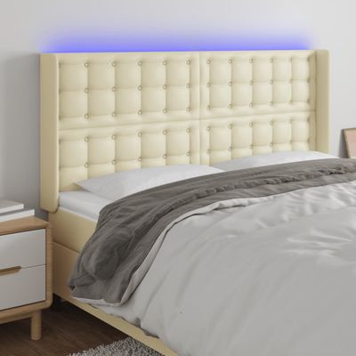 vidaXL Čelo postele krémové 147x16x118/128 cm umelá koža