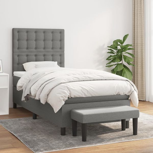 vidaXL Boxspring posteľ s matracom tmavosivá 100x200 cm látka
