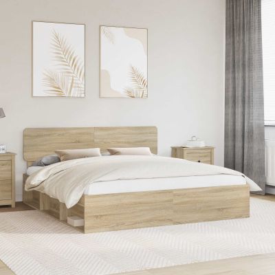 vidaXL Rám postele Sonoma 200 x 200 cm Masívne borovicové drevo