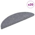 vidaXL Schodové rohože, samolepiace, 20 ks, 56x17x3 cm, svetlosivé, polkruhové